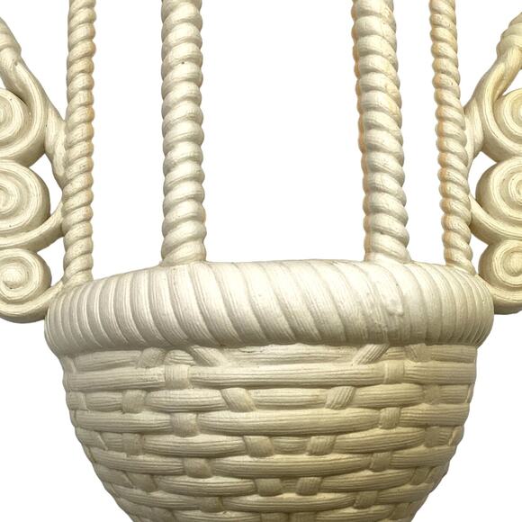 Vintage 1970s Burwood (1628) Hollywood Regency Faux Rattan Wall Pocket Planter - Picture 5 of 9